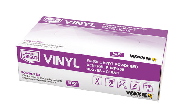 Waxie Shield Vinyl Gloves Powder Free