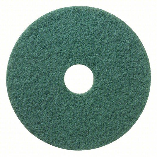 TOUGH GUY Scrubbing Pad: Deep Scrubbing, Green, 17 in Dia, Nylon/Polyester